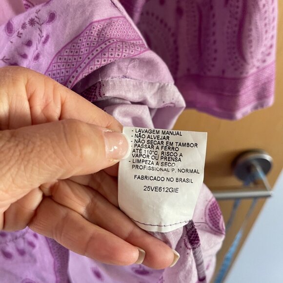 Cris Barros Womens Size Medium Purple Cotton Paisley Handkerchief Hemline Dress - Picture 9 of 12